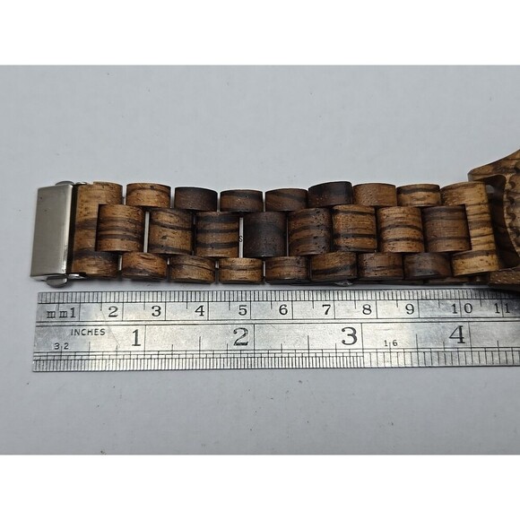 TJW Zebrawood Quartz Watch Roman Numeral Wooden Case 45mm New Battery Analog - Picture 9 of 10